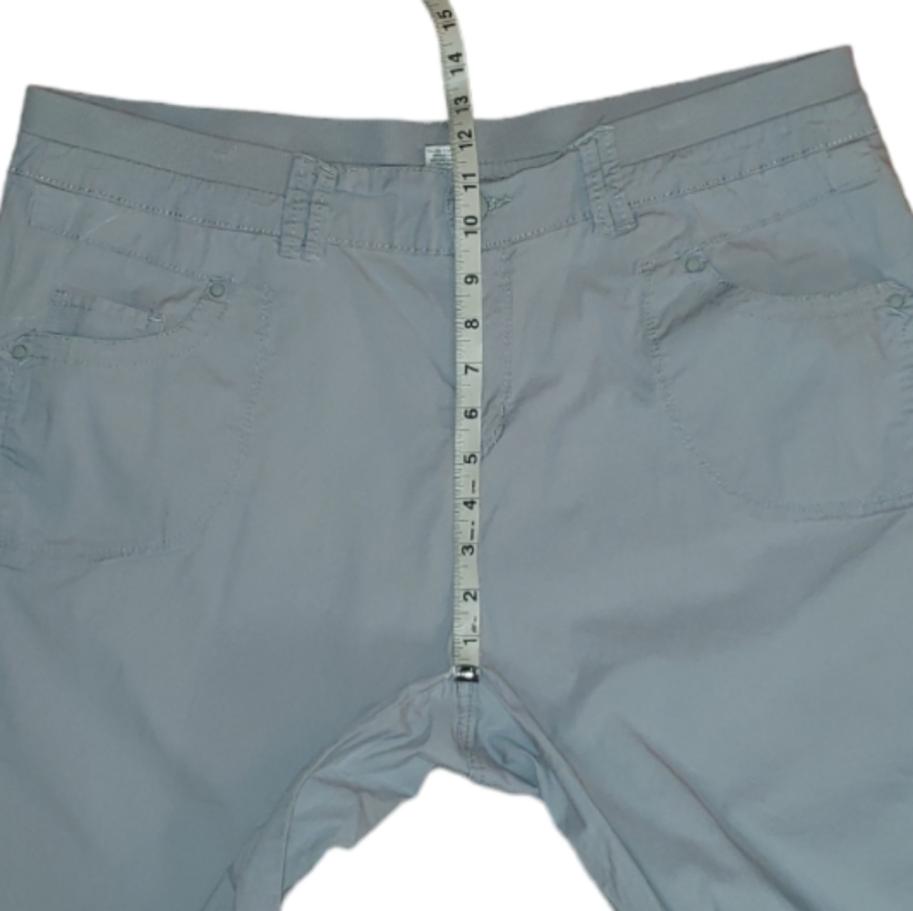 Avenue High Waist Elastic Waistband Drawstring Cinch Legs Gray Cropped Capris 16 - Picture 13 of 16